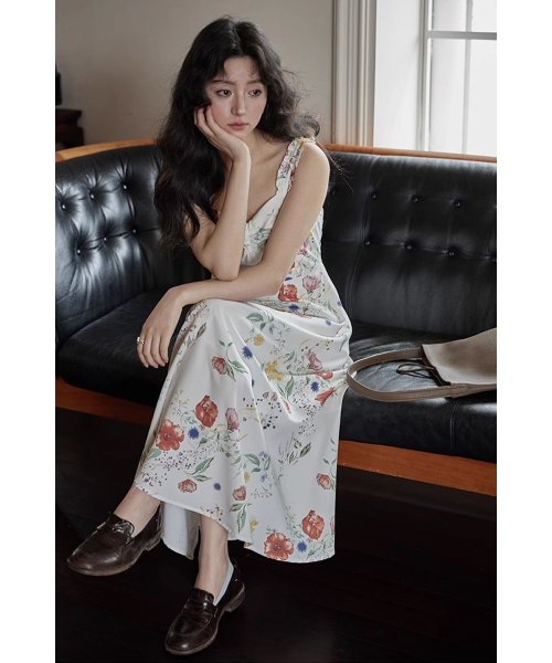 RINRE(リンレ)/韓国 ファッション フィオナフラワー Aラインロングワンピース ドレス/img10