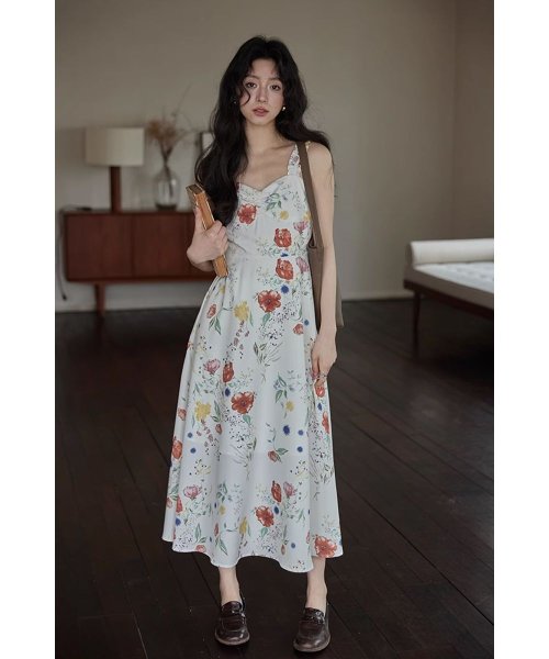 RINRE(リンレ)/韓国 ファッション フィオナフラワー Aラインロングワンピース ドレス/img11