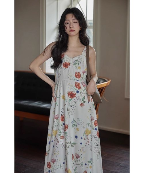RINRE(リンレ)/韓国 ファッション フィオナフラワー Aラインロングワンピース ドレス/img12