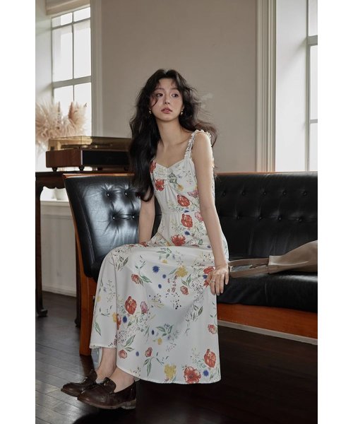 RINRE(リンレ)/韓国 ファッション フィオナフラワー Aラインロングワンピース ドレス/img17