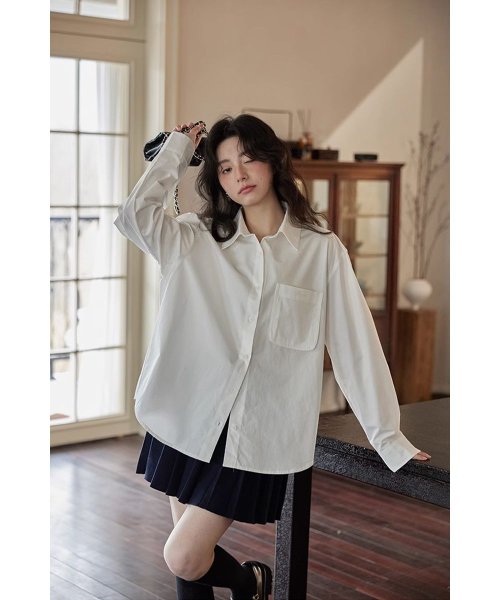 RINRE(リンレ)/韓国 ファッション バーナードクラシック ルーズフィット ワイシャツ/img01