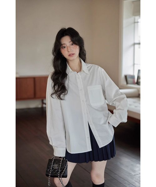 RINRE(リンレ)/韓国 ファッション バーナードクラシック ルーズフィット ワイシャツ/img03
