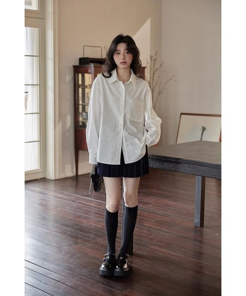RINRE(リンレ)/韓国 ファッション バーナードクラシック ルーズフィット ワイシャツ/img04