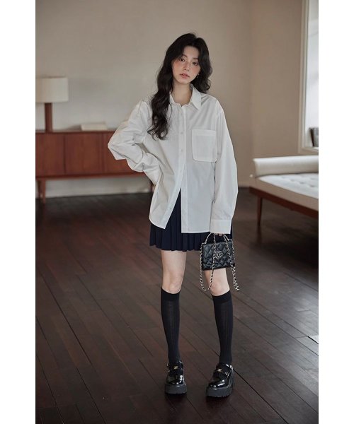 RINRE(リンレ)/韓国 ファッション バーナードクラシック ルーズフィット ワイシャツ/img12