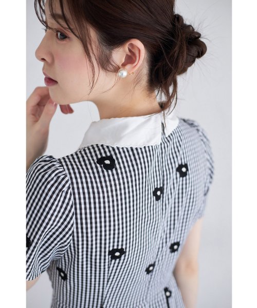 tocco closet(トッコクローゼット)/襟付きフラワー刺繍×ギンガムチェックワンピース/img11
