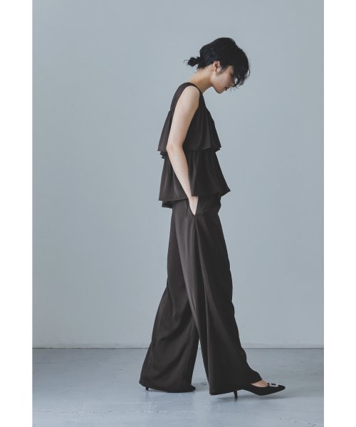 niana ニアナ フリルブラウス&ワイドパンツセットドレス パーティードレス パンツドレス 結婚式 ノースリーブ 袖なし セパレート チュール Vネック 無地 5cm ニアナ