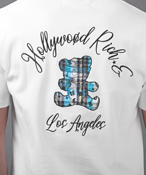 LUXSTYLE(ラグスタイル)/Hollywood rich.&(ハリウッドリッチ)ベアアップリケ半袖Tシャツ/Tシャツ 半袖 メンズ 春 夏 クマ テディベア チェック柄 アップリケ/img14