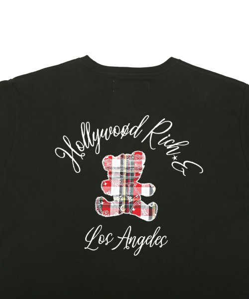 LUXSTYLE(ラグスタイル)/Hollywood rich.&(ハリウッドリッチ)ベアアップリケ半袖Tシャツ/Tシャツ 半袖 メンズ 春 夏 クマ テディベア チェック柄 アップリケ/img18