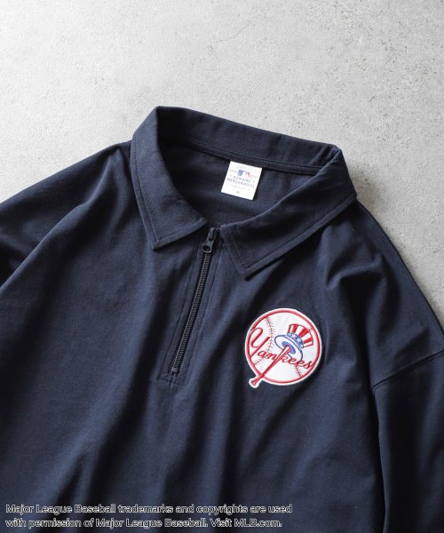 ZIP FIVE(ジップファイブ)/MLB ハーフジップバックロゴTシャツ/img01