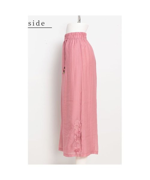 Sawa a la mode(サワアラモード)/裾に咲く花刺繍の涼しげゆったりワイドパンツ　レディース 大人 上品/img20