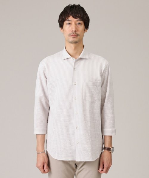 【抗菌防臭／7分袖】サッカージャージ ストライプシャツ また