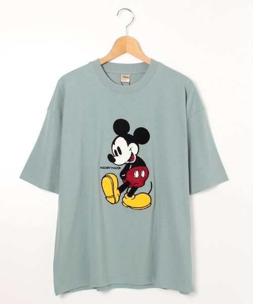 DISNEY(DISNEY)/【DISNEY/ディズニー】サガラ刺繍半袖Tシャツ　ミッキーマウス・エイリアン/リトル・グリーン・メン/img01