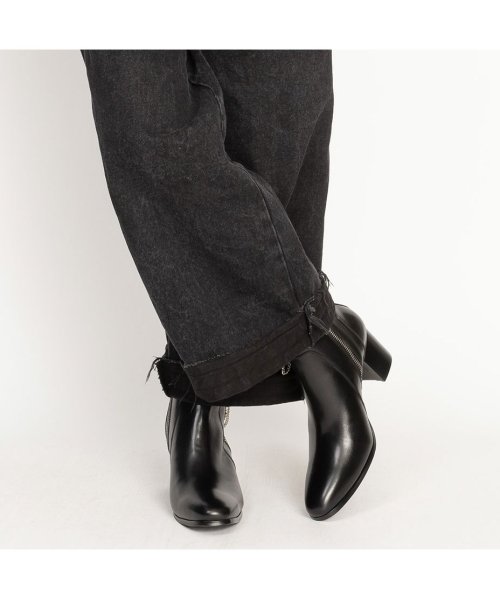 SVEC(シュベック)/ブーツ メンズ ヒール 8cm 本革 サイドジップ カジュアル ショートブーツ 革靴 身長アップ ジッパー ファスナー 黒 カジュアルシューズ ジップ付き くつ/img15