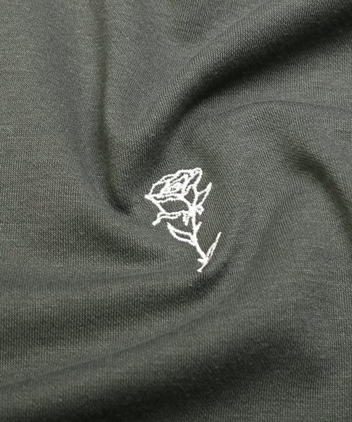 LUXSTYLE(ラグスタイル)/ハーフジップ刺繍入りスタンドポンチ半袖Tシャツ/Tシャツ メンズ 半袖 ハーフジップ ZIP バラ 刺繍 ロゴ トップス スタンドカラー/img20
