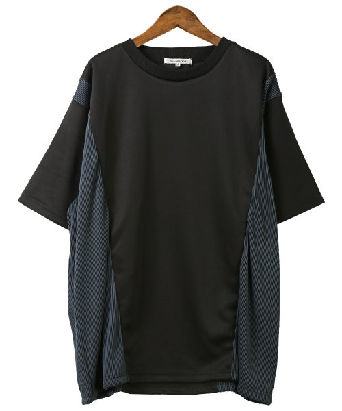 LUXSTYLE(ラグスタイル)/異素材切り替え半袖Tシャツ/Tシャツ 半袖 トップス メンズ レディース 切り替え 異素材 プリーツ ビッグシルエット/img11