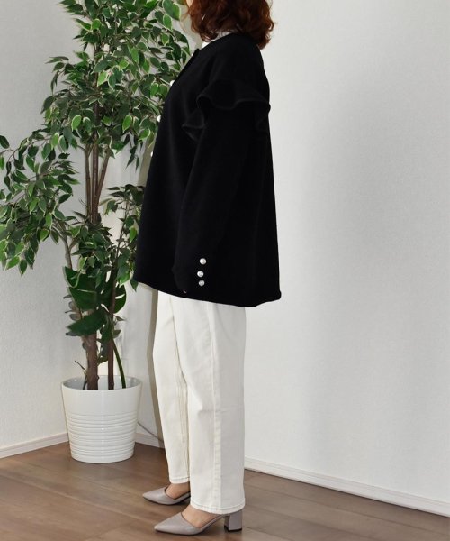 ARGO TOKYO(アルゴトウキョウ)/Ruffle Sleeve Pearl Button Jacket 21108 フリルスリーブパールボタンジャケット　オーバージャケット　ウールジャケット　フリ/img13