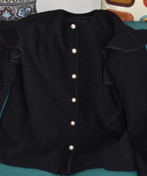 ARGO TOKYO(アルゴトウキョウ)/Ruffle Sleeve Pearl Button Jacket 21108 フリルスリーブパールボタンジャケット　オーバージャケット　ウールジャケット　フリ/img23
