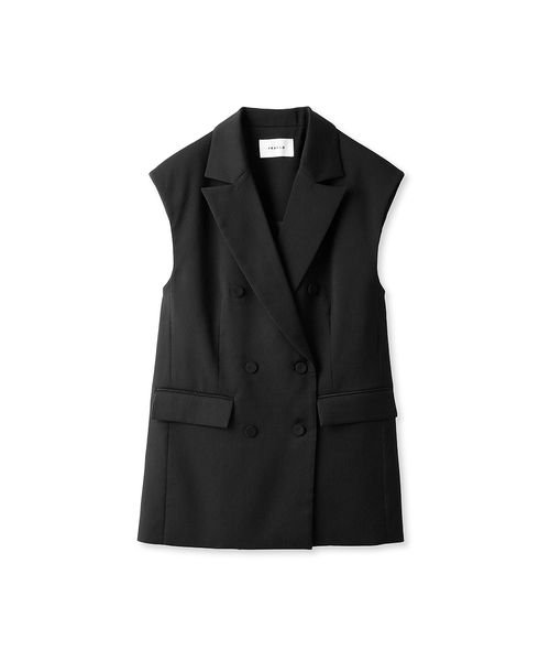 ピークドラペルスリーブレスダブルジャケット 予めご了承ください