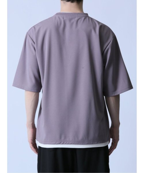semanticdesign(セマンティックデザイン)/ダブルフェイス梨地 フェイククルーネック半袖Tシャツ メンズ Tシャツ カットソー カジュアル インナー トップス ギフト プレゼント/img24