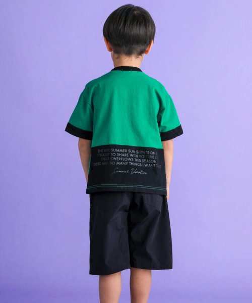 WASK(ワスク)/【接触冷感】配色異素材ファスナーポケットロゴ天竺Tシャツ(100~160cm)/img05