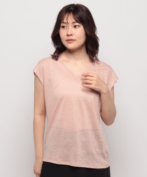 BENETTON (women)(ベネトン（レディース）)/リネン100%VネックフレンチスリーブTシャツ・カットソー/img26