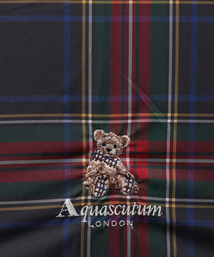 Aquascutum LONDON長雨傘 ブリティッシュ格子 ベア カバー付き Aquascutum LONDON長雨傘 ブリティッシュ格子 ベア カバー付き