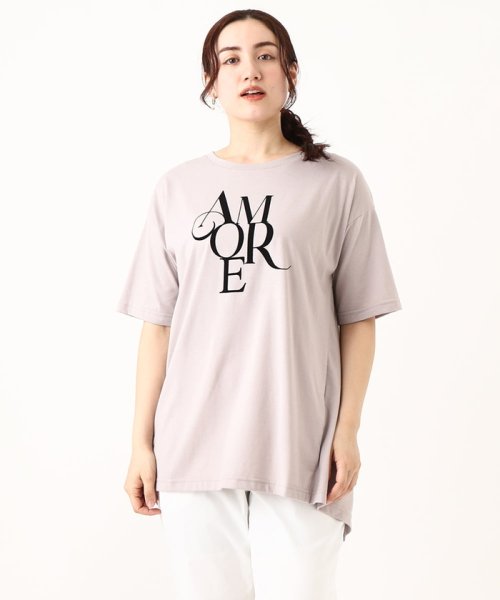 eur3(エウルキューブ)/【大きいサイズ】フロッキーロゴプリントTシャツ/img01