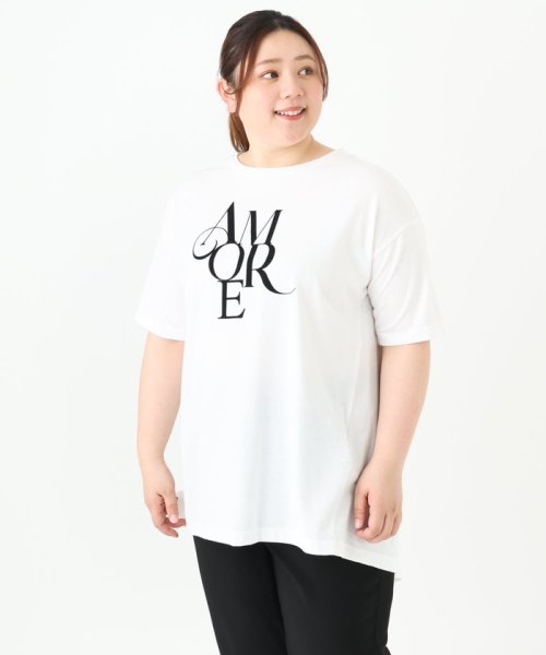 eur3(エウルキューブ)/【大きいサイズ】フロッキーロゴプリントTシャツ/img05