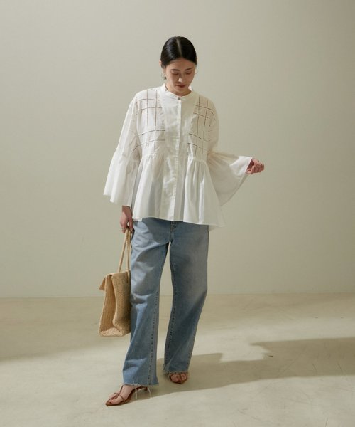 エンブロイダリーヘムギャザーブラウス トップス シャツ・ブラウス B1673471480(12870円)