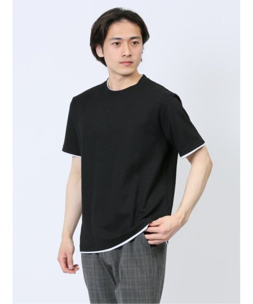 TAKA-Q(タカキュー)/リンクス千鳥 フェイククルーネック半袖Tシャツ/img03
