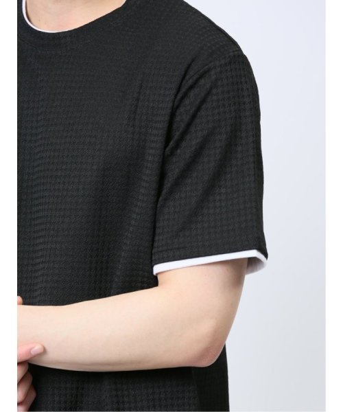 TAKA-Q(タカキュー)/リンクス千鳥 フェイククルーネック半袖Tシャツ/img12