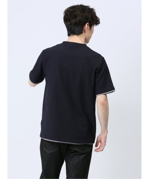 TAKA-Q(タカキュー)/リンクス縦柄 フェイクVネック半袖Tシャツ/img02