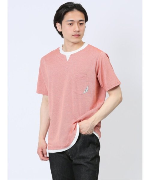 TAKA-Q(タカキュー)/さまになる フェイクレイヤード キーネック半袖Tシャツ/img03