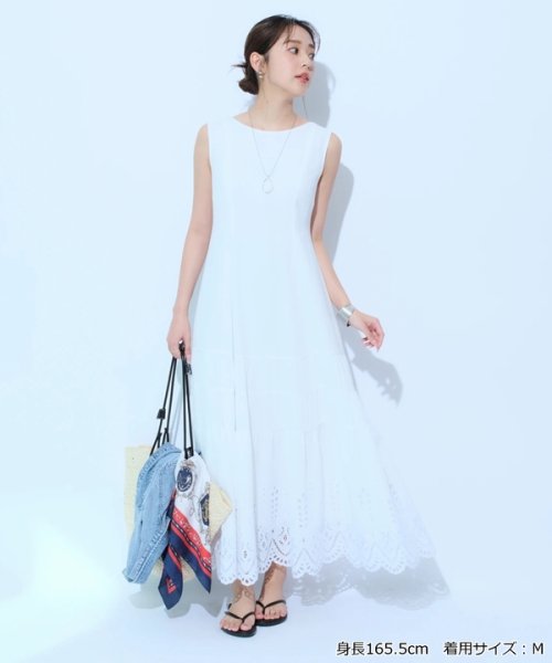 カットワークティアードフレアワンピース 予めご了承ください