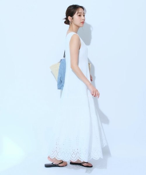 カットワークティアードフレアワンピース 予めご了承ください