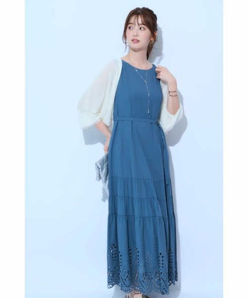 カットワークティアードフレアワンピース 予めご了承ください