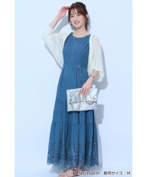 カットワークティアードフレアワンピース 予めご了承ください