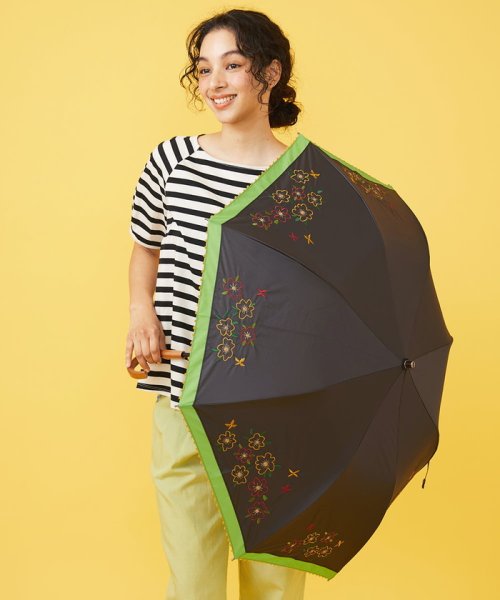 Jocomomola(ホコモモラ)/【晴雨兼用/UV】フラワー刺繍デザイン折りたたみ傘/img07