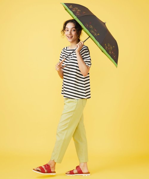 Jocomomola(ホコモモラ)/【晴雨兼用/UV】フラワー刺繍デザイン折りたたみ傘/img08