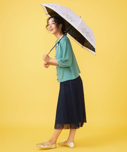 Jocomomola(ホコモモラ)/【晴雨兼用/UV】フラワー刺繍デザイン折りたたみ傘/img11
