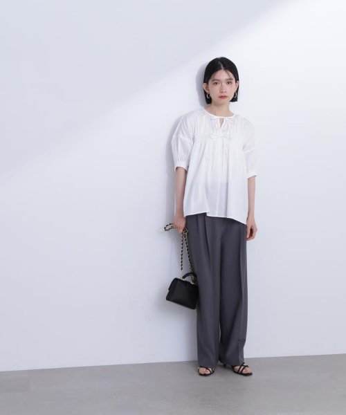 N Natural Beauty Basic(エヌナチュラルビューティベーシック)/ダブルリボンシャーリングギャザー半袖ブラウス/img04