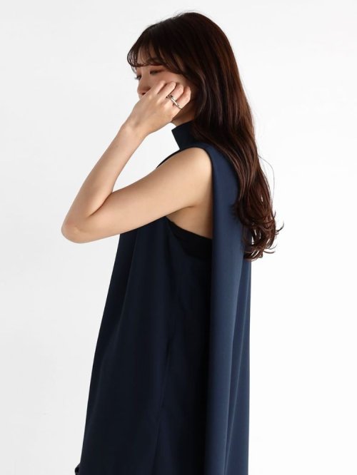 コクーンシルエットノースリーブワンピース(navy) 