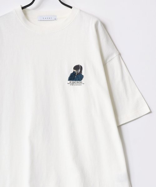 LAZAR(ラザル)/【Lazar】別注 オーバーサイズ ストリートガール Tシャツ ワンポイント刺繍 バックプリント 半袖Tシャツ/レディース メンズ トップス/img02