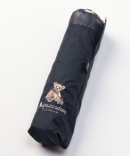Aquascutum(アクアスキュータム)/Aquascutum （アクアスキュータム） ベア刺繍ｘボーダーオーガンジー晴雨兼用傘（折りたたみ・ミニ 軽量）/img02