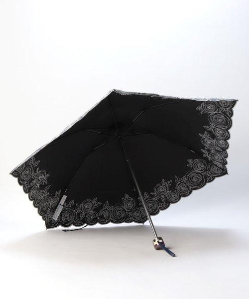 NINA RICCI （ニナリッチ） ローズ刺繍晴雨兼用パラソル（折り畳み・ミニ傘） 全長