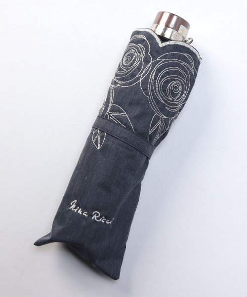 NINA RICCI （ニナリッチ） ローズ刺繍晴雨兼用パラソル（折り畳み・ミニ傘） 全長