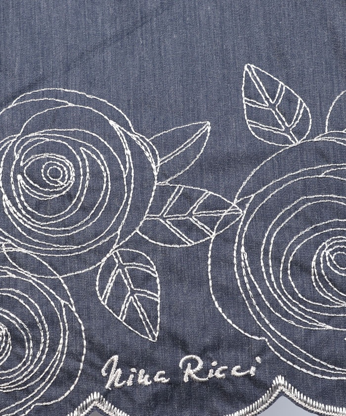 NINA RICCI ニナリッチ 折りたたみ傘 晴雨兼用 ネイビー バラ刺繍 NINA RICCI ニナリッチ 折りたたみ傘 日傘 雨傘 晴雨兼用傘