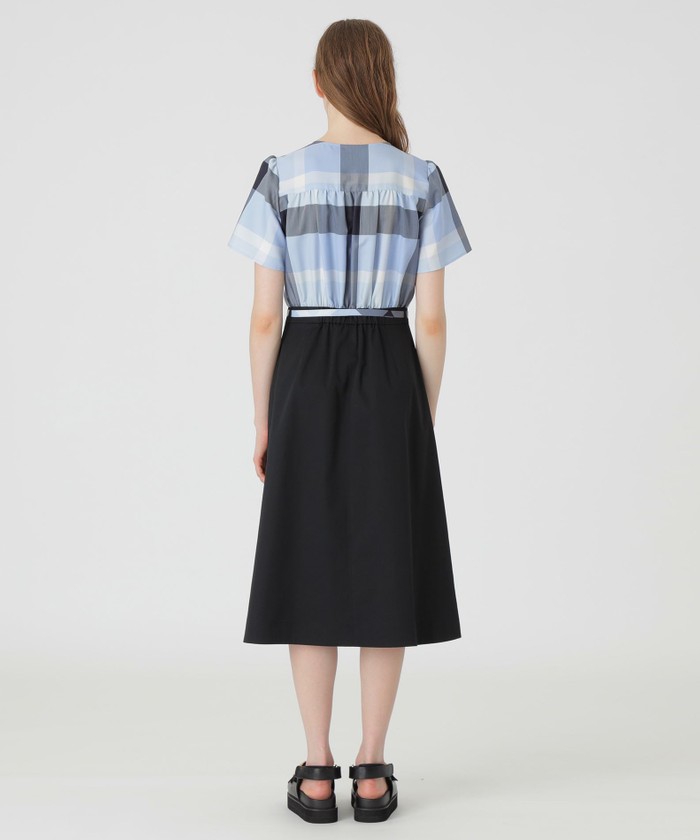 クレストブリッジ　チェックライトクロッシングツイルコンビドレス ベージュ 38 クレストブリッジ チェックライトクロッシングツイルコンビ