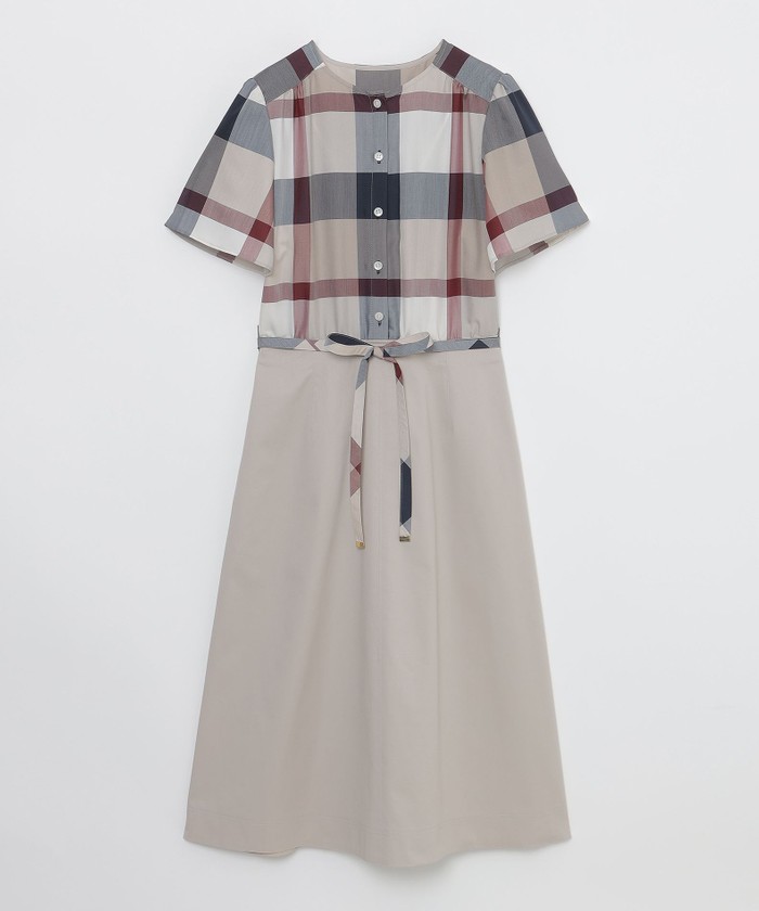 クレストブリッジチェックライトクロッシングツイル切替ドレス 新品 クレストブリッジチェックライトクロッシングツイルコンビドレス