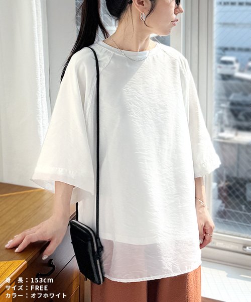 オーガンジー重ねラグラン半袖Tシャツ(day252630) 人気・おすすめ｜使いやすい・旅行におすすめ 品質保証 全国発送 正規品・日本国内発送・安心保証付き